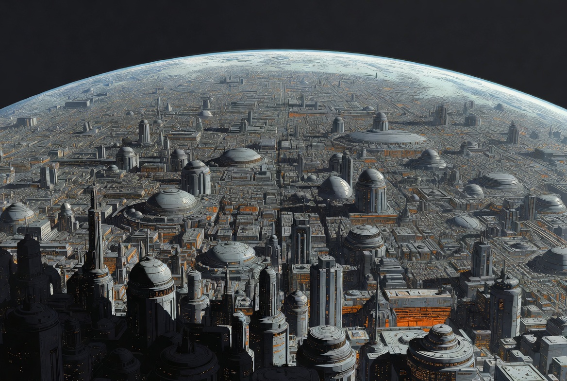 Image de la planète Trantor de Fondation dans mes inspirations
