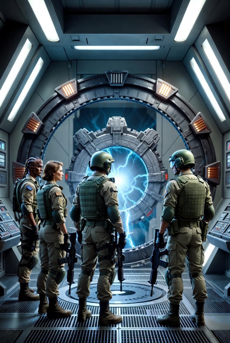 Image de l'équipe devant la porte des étoiles de Stargate dans mes inspirations