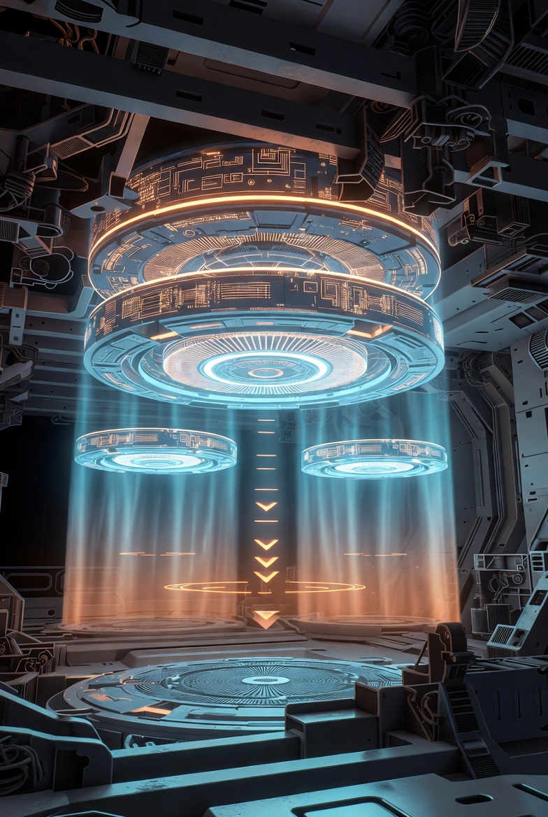 Vue d'artisite d'une plaque de gravité artificielle au plafond
