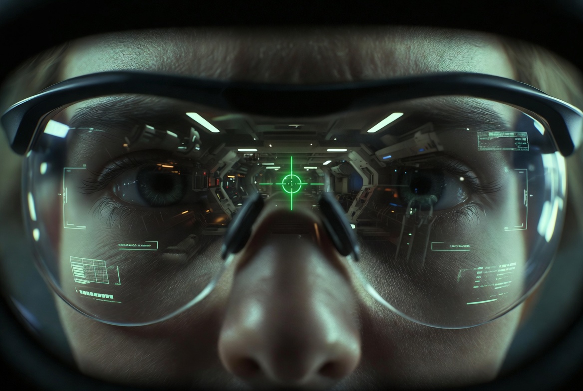 Image de face des lunettes de controle des prothèses augmentiques