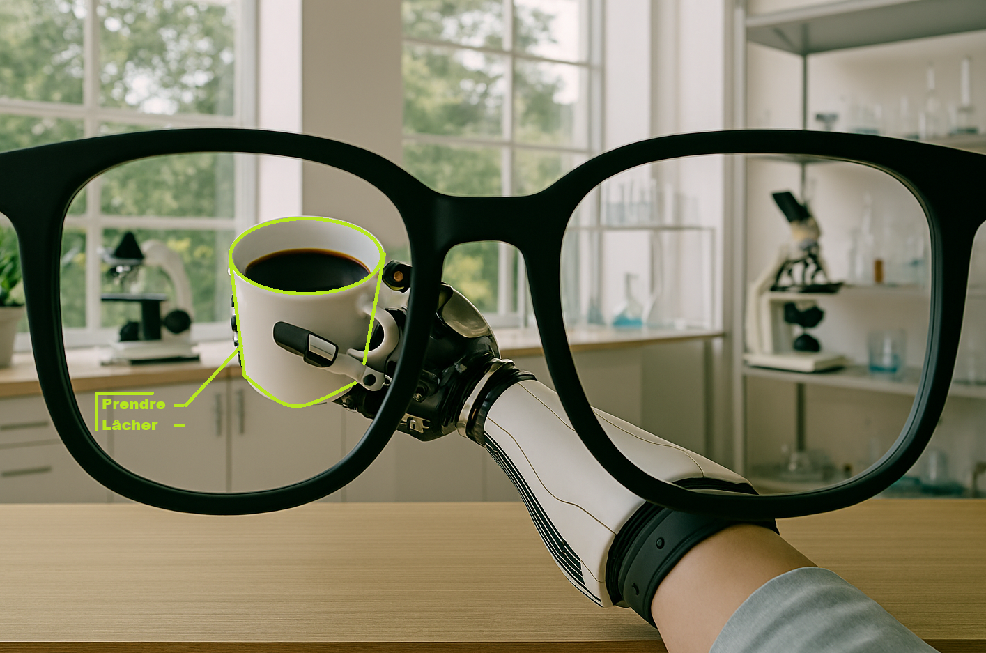 Image de l'intérieur des lunettes de controle des prothèses augmentiques