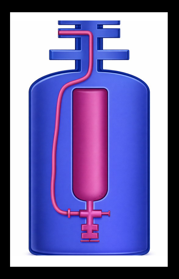 Schéma descriptif du fonctionnement du stockage de l'hydrogène par bonbonne inversée immergée dans l'azote liquide